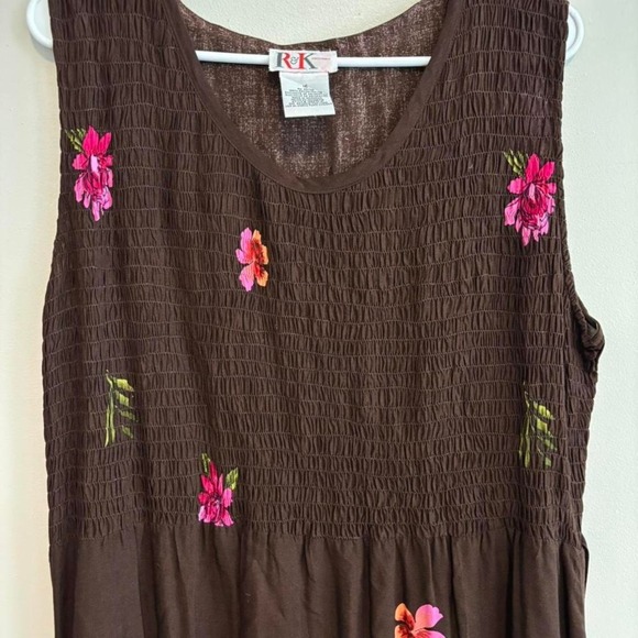 Dresses & Skirts - Vintage Hawaiian Cottagecore Floral Chocolate Brown Maxi Fairy Boho Slip On - XL